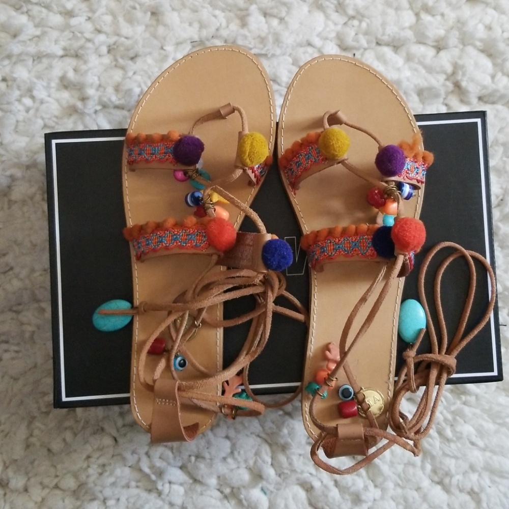Leather wrap leg sandal